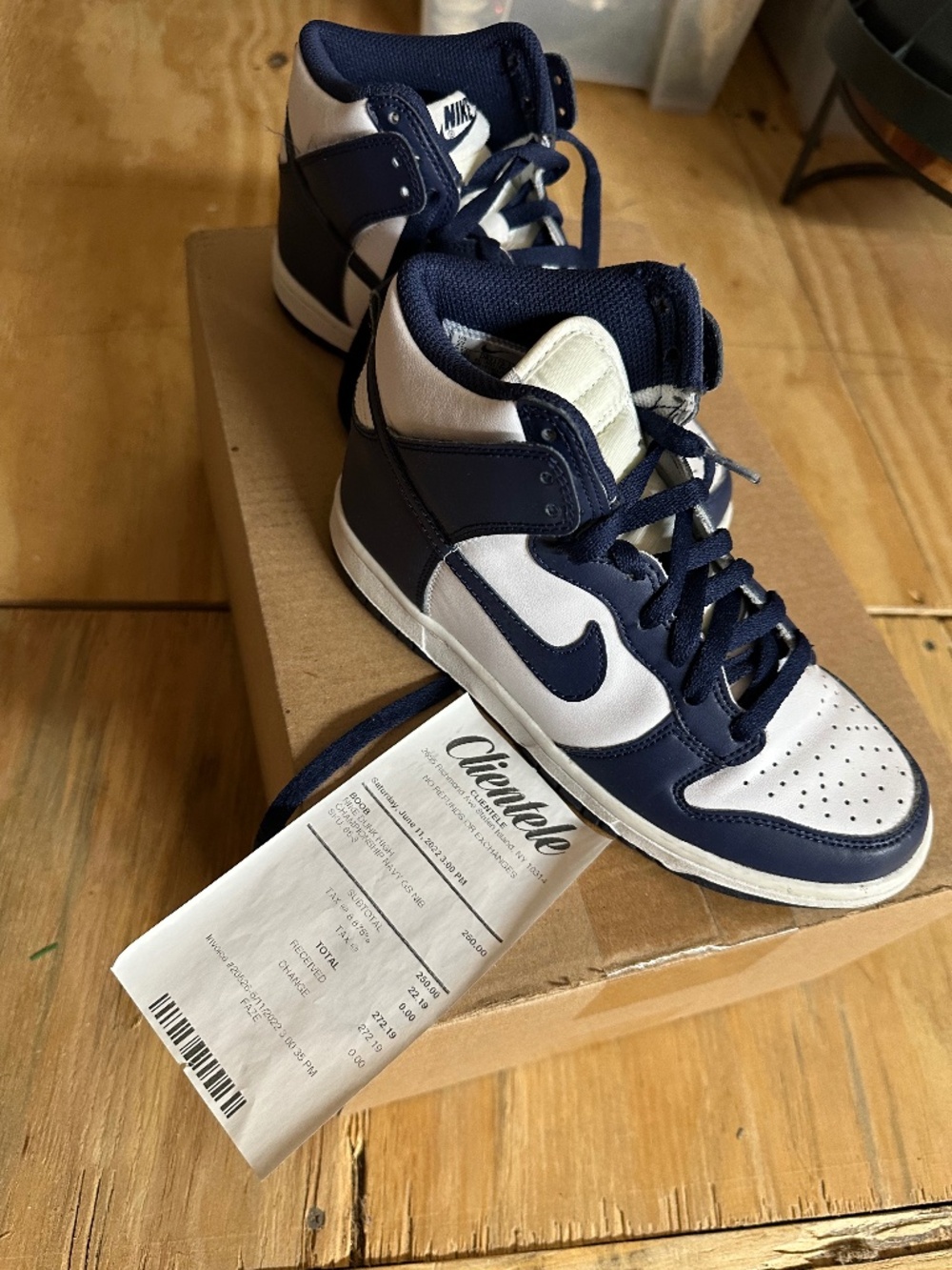 Nike Dunk High 'Midnight Navy' 5Y white & blue sneakers #dunks #basketball